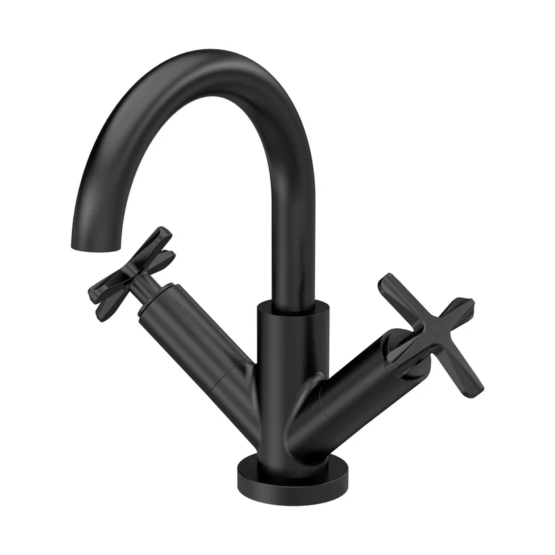 Nuie Aztec Mono Basin Mixer Contemporary Matt Black Brass 217x230x175mm
