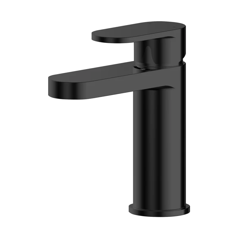 Nuie Binsey Mono Basin Mixer With Push Button Waste Contemporary Matt Black Brass 160x52x147mm