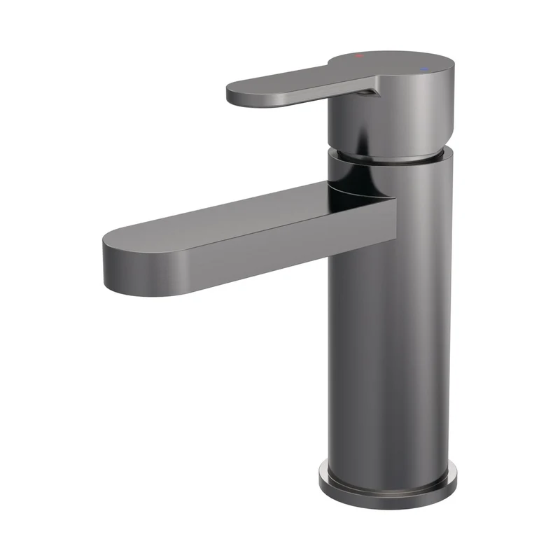Nuie Arvan Mono Basin Mixer With Push Button Waste Contemporary Brushed Pewter Brass,plastic 160x52x147mm