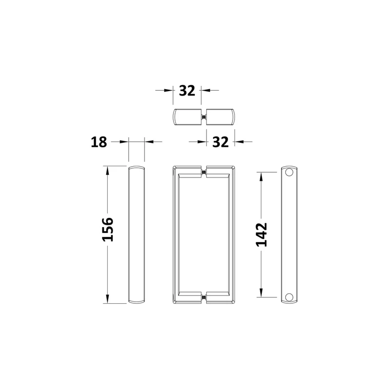 Nuie Ella Square Handle Contemporary Chrome ABS 156x18x62mm