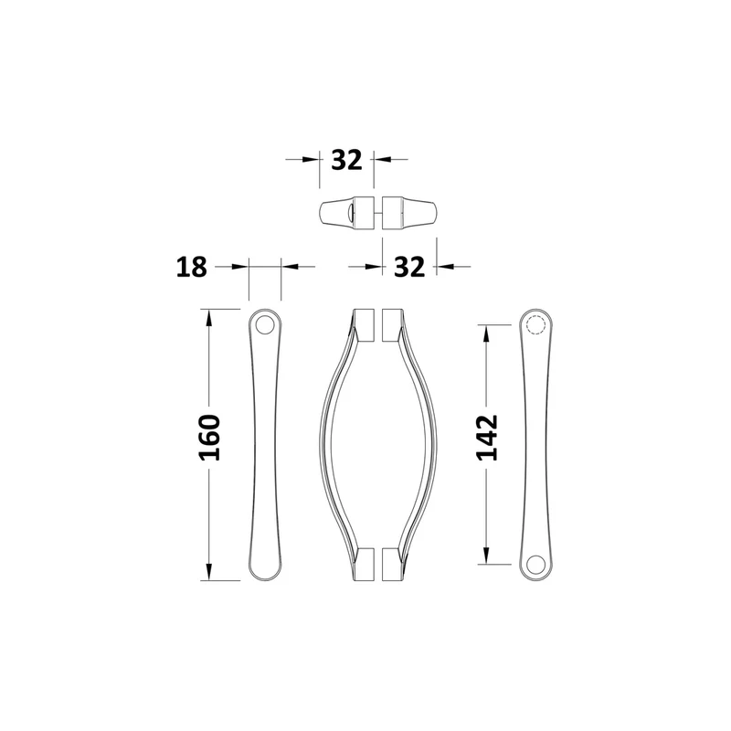 Nuie Ella Rounded Handle Contemporary Chrome ABS 160x18x32mm