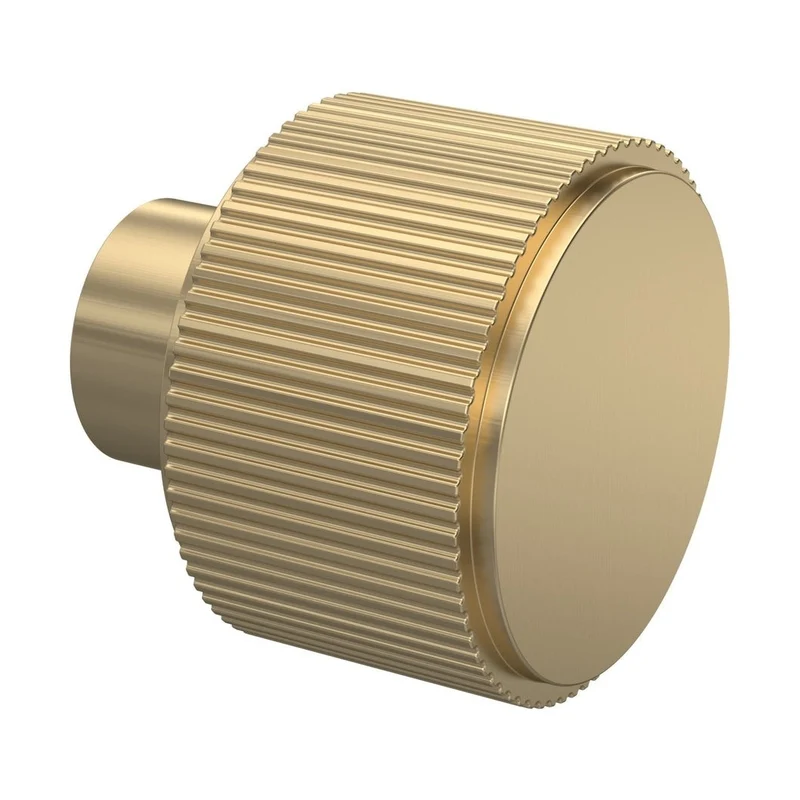 Nuie Handles Fluted Furniture Knob Contemporary Brushed Brass Aluminium 30x30x30mm