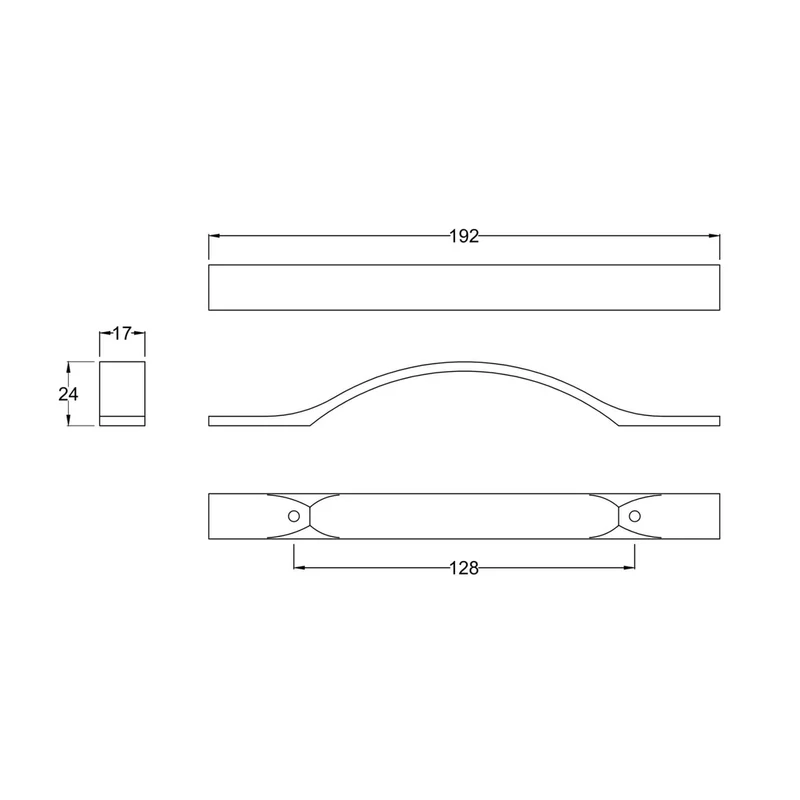 Nuie Handles Chrome Strap Handle Contemporary Brass 810x400x355mm