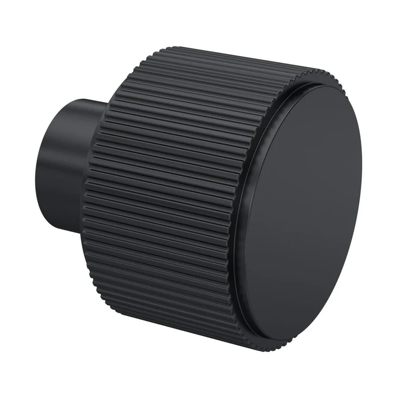 Nuie Handles Fluted Furniture Knob Contemporary Matt Black Aluminium 30x30x30mm