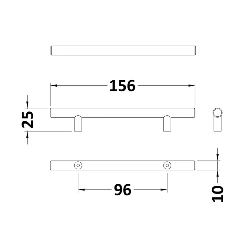 Nuie Handles 155mm Bar Handle Contemporary Matt Black Brass 155x16x36mm