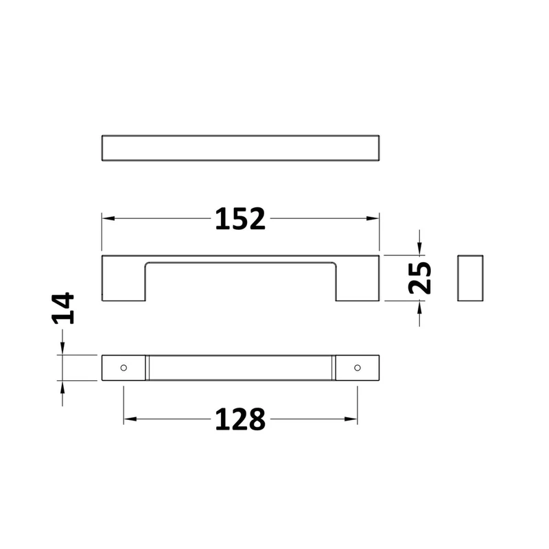 Nuie Handles 150mm D Handle Contemporary Matt Black Brass 150x24x29mm