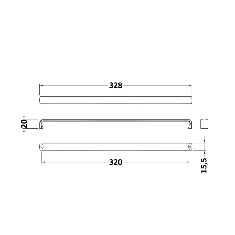 Nuie Handles 328mm D Handle Chrome Contemporary Stainless Steel 20x356x16mm