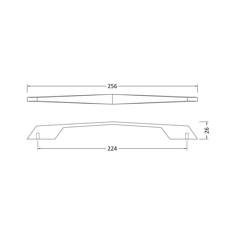 Nuie Handles D Shaped Handle 224mm Contemporary Chrome Zamac 14x256x26mm