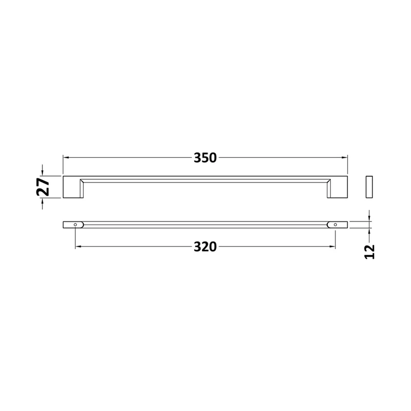 Nuie Handles Handle 320mm Contemporary Chrome Stainless Steel 27x350x12mm