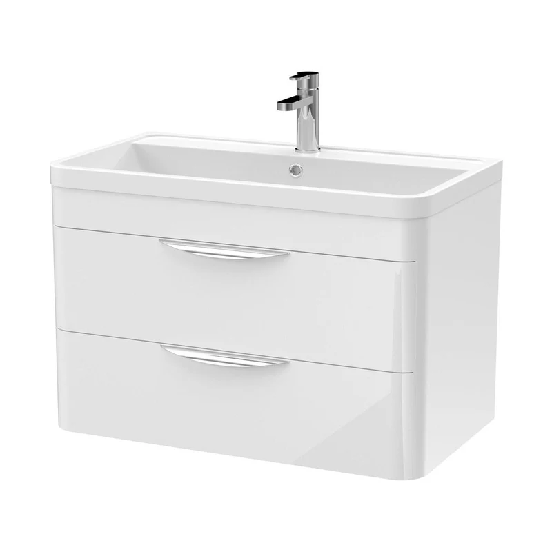 Nuie Parade 800mm Wall Hung Vanity & Polymarble Basin Contemporary Gloss White MFC Smooth Matt,polymarble 540x800x450mm