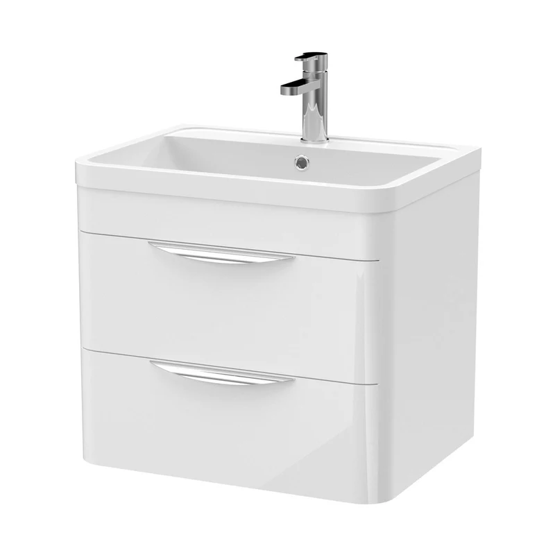Nuie Parade 600mm Wall Hung Vanity & Polymarble Basin Contemporary Gloss White MFC Smooth Matt,polymarble 540x600x450mm