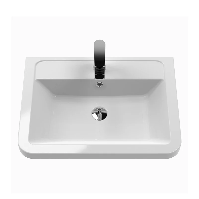 Nuie Parade 600mm Floor Standing Vanity & Ceramic Basin Contemporary Gloss White Ceramic,MFC Smooth Matt 840x610x450mm