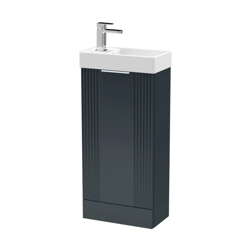 Nuie Deco Compact 400mm Floor Standing Cabinet & Basin Contemporary Soft Black MFC Painted Matt 781x400x222mm