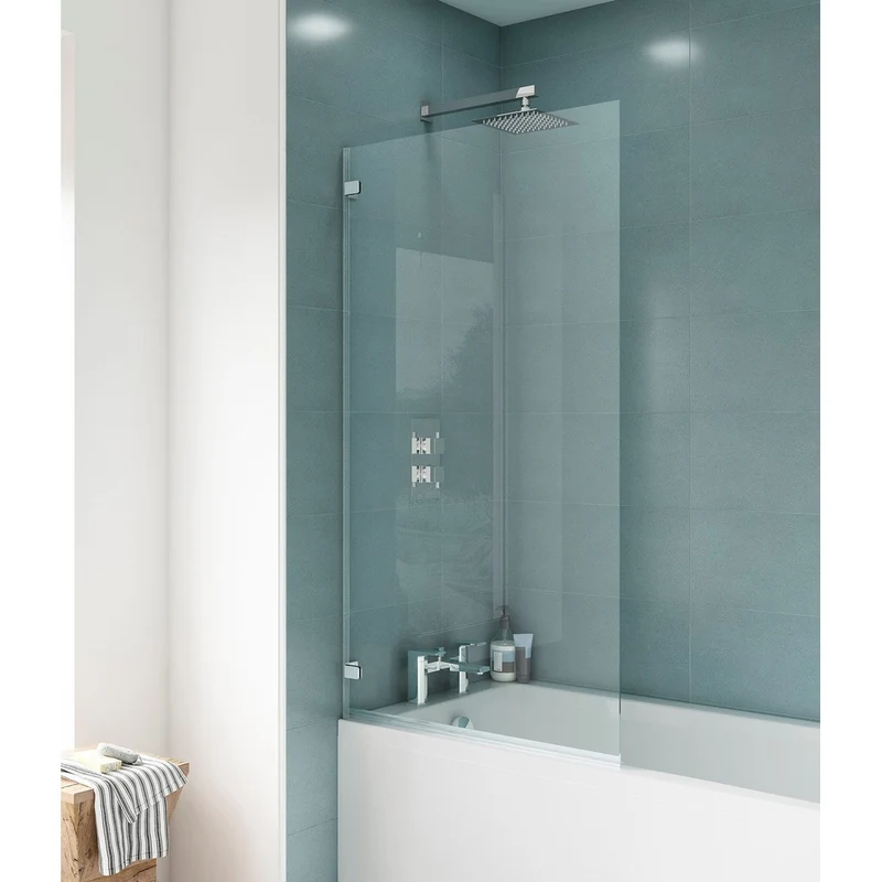 Nuie Square Bath Screen Contemporary Chrome Aluminium 1410x782x38mm