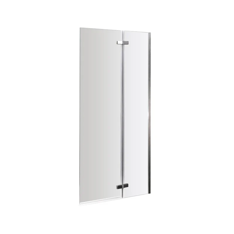 Nuie Square Hinged Bath Screen Contemporary Chrome Aluminium 1400x750x38mm