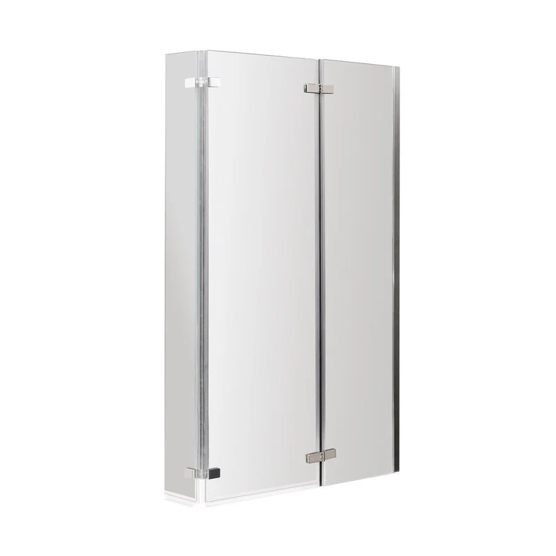 Nuie L-shaped Hinged Bath Screen Contemporary Chrome Aluminium 1400x760x38mm
