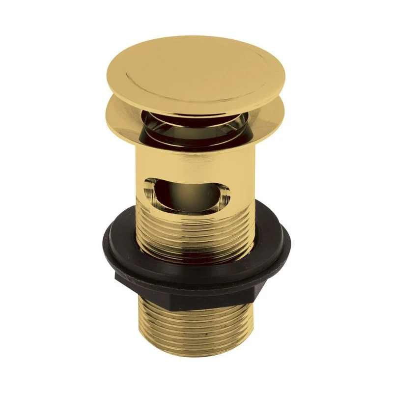 Nuie Wastes Push Button Basin Waste Contemporary Brushed Brass Stainless Steel 61x61x97mm