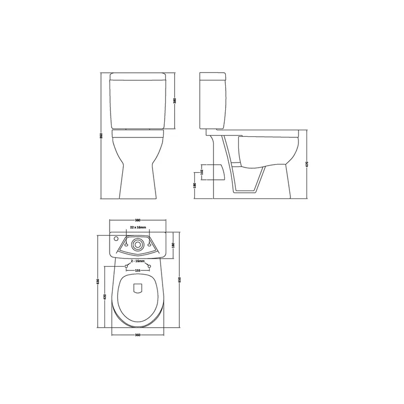 Nuie Doc M Pack Comfort Height Pan & Cistern Contemporary White Vitreous China 860x380x650mm
