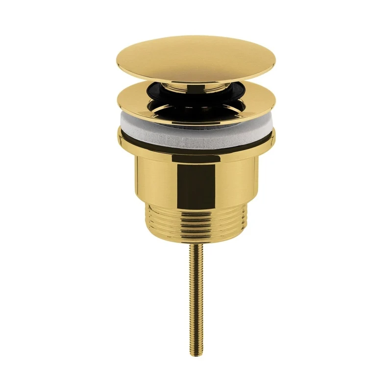 Nuie Wastes Universal Push Button Basin Waste Slotted & Un-slotted Contemporary Brushed Brass Brass 110x63x65mm
