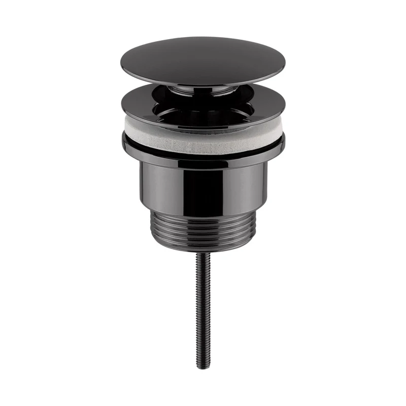 Nuie Universal Push Button Basin Waste Slotted & Un-slotted Contemporary Brushed Pewter Brass 110x63x65mm