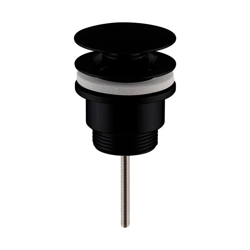 Nuie Wastes Universal Push Button Basin Waste Slotted & Un-slotted Contemporary Matt Black Brass 110x63x65mm