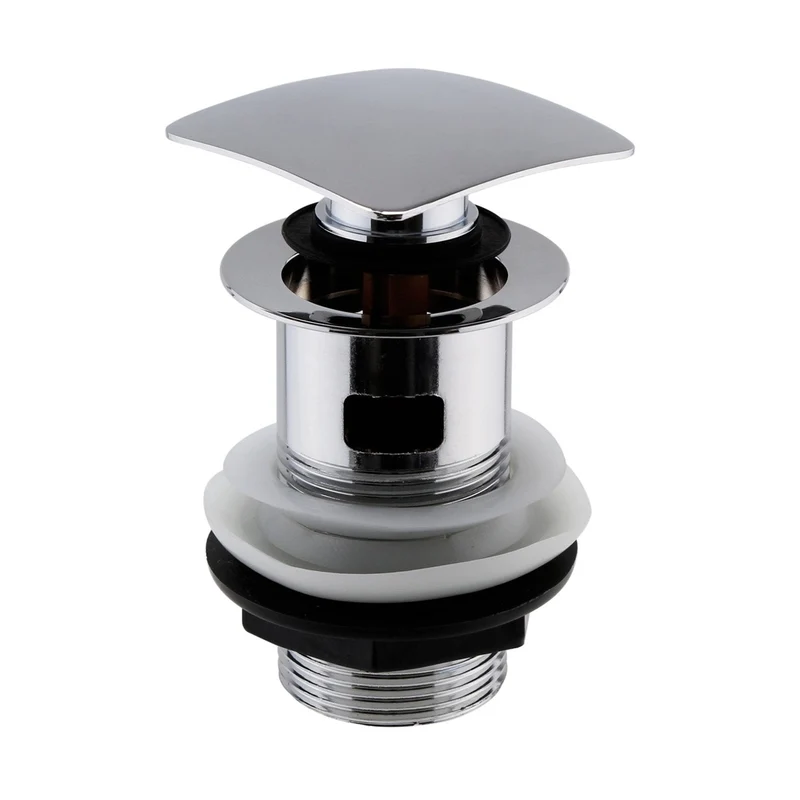 Nuie Wastes Push Button Basin Waste Contemporary Chrome Brass 100x65x65mm