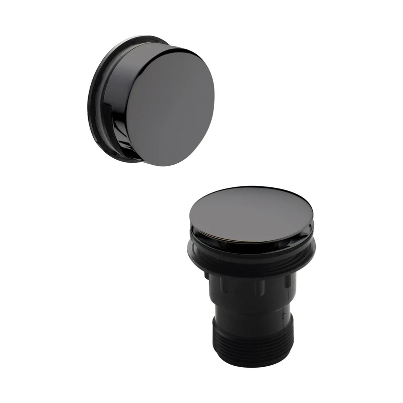 Nuie Inset Bath Push Button Waste Contemporary Brushed Pewter Brass