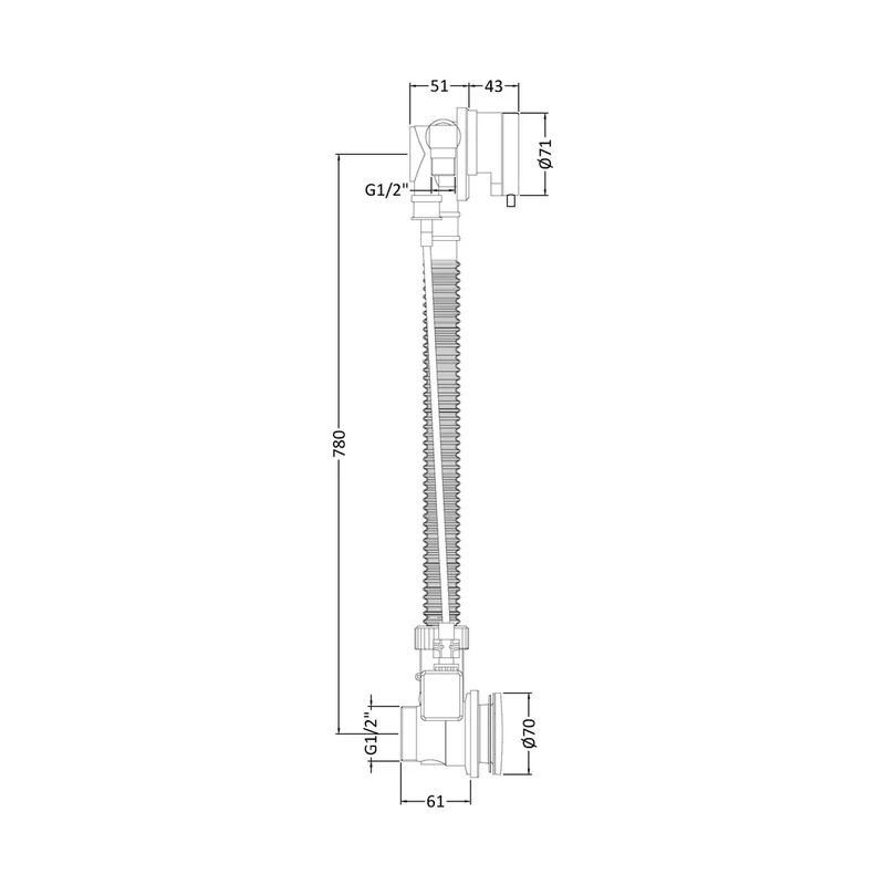 Nuie Freeflow Bath Filler Contemporary Chrome Brass 115x70x70mm