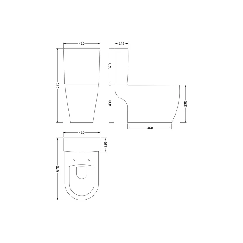 Nuie Provost Semi Flush To Wall Wc Contemporary White Vitreous China 770x410x670mm