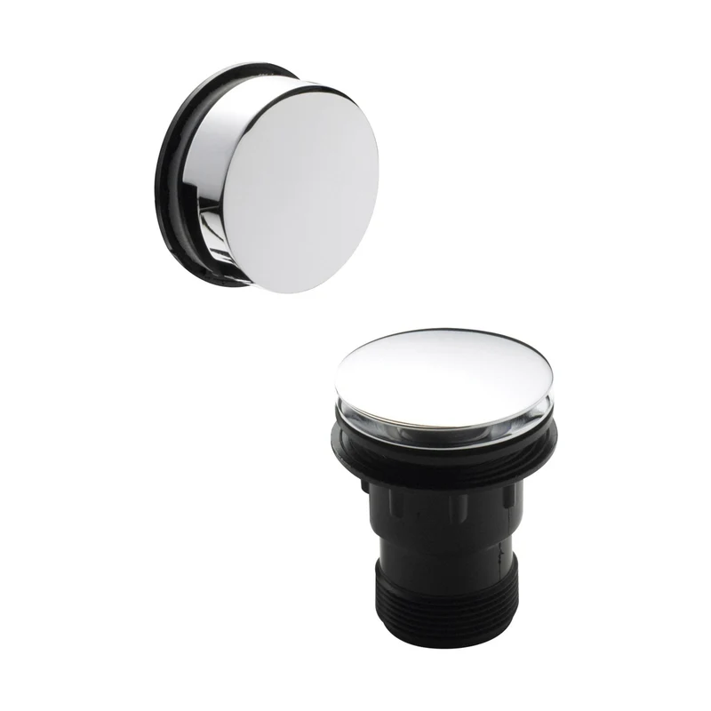 Nuie Inset Bath Push Button Waste Contemporary Chrome Brass