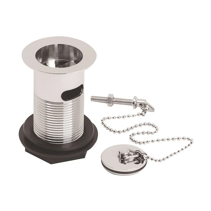 Nuie Wastes Basin Plug And Chain Contemporary Chrome Stainless Steel 60x60x88mm
