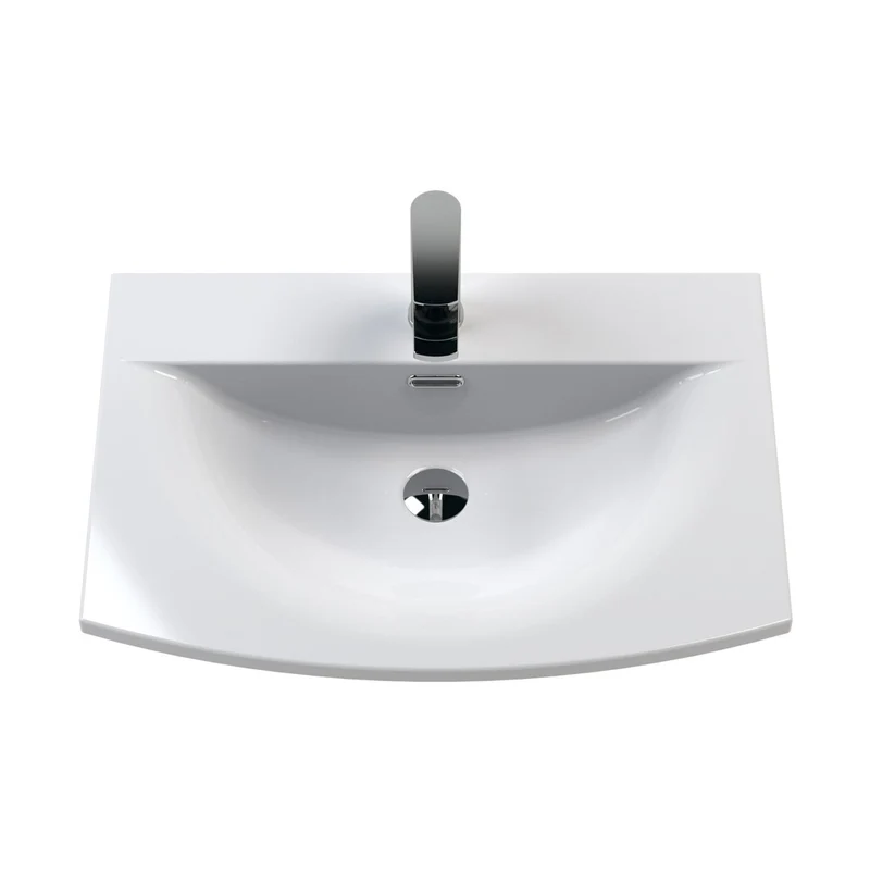 Nuie Deco 600mm Wall Hung 2 Drawer Vanity & Basin 4 Contemporary Satin Blue MFC Painted Gloss 530x610x440mm