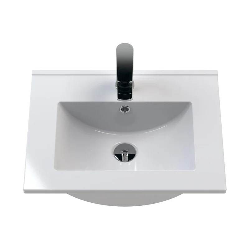 Nuie Deco 500mm Floor Standing 2 Door Vanity & Basin 2 Contemporary Satin Blue MFC Painted Gloss 828x505x395mm