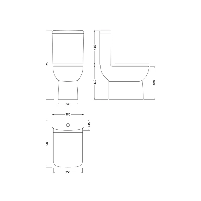 Nuie Ambrose Compact Semi Flush To Wall Wc Contemporary White Vitreous China 825x380x585mm