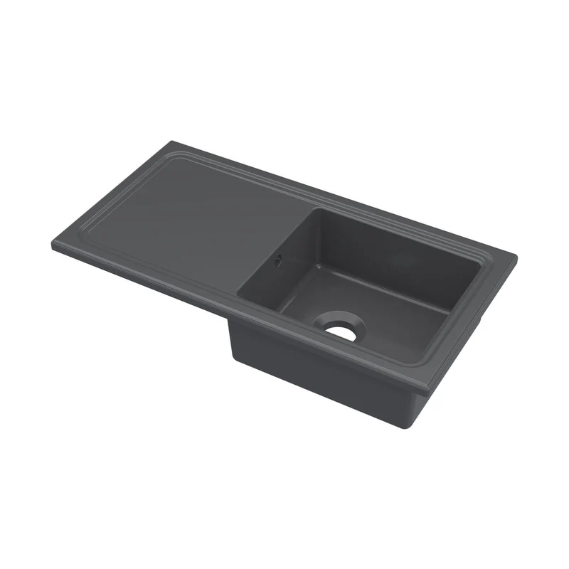 Nuie Counter Top Sink Single Bowl 1010x525 Traditional Soft Black Fireclay 235x1010x525mm - CT41TF1010