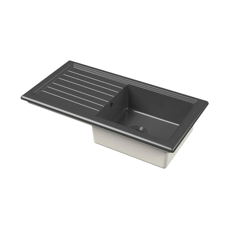 Nuie Counter Top Sink Single Bowl 1010x525 Traditional Soft Black Fireclay 235x1010x525mm - CT41T1010