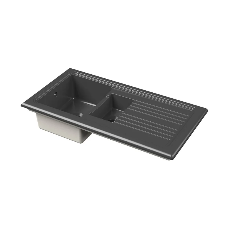 Nuie Counter Top Sink 1.5 Bowl 1010x525 Traditional Soft Black Fireclay 235x1010x525mm - CT415T1000