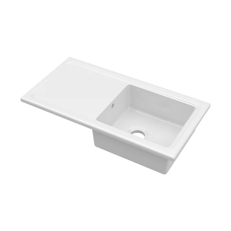 Nuie Counter Top Sink Single Bowl 1010x525 Traditional White Fireclay 235x1010x525mm - CT11TF1010