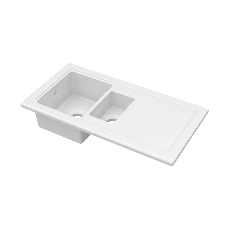 Nuie Counter Top Sink 1.5 Bowl 1010x525 Traditional White Fireclay 235x1010x525mm - CT115TF1000