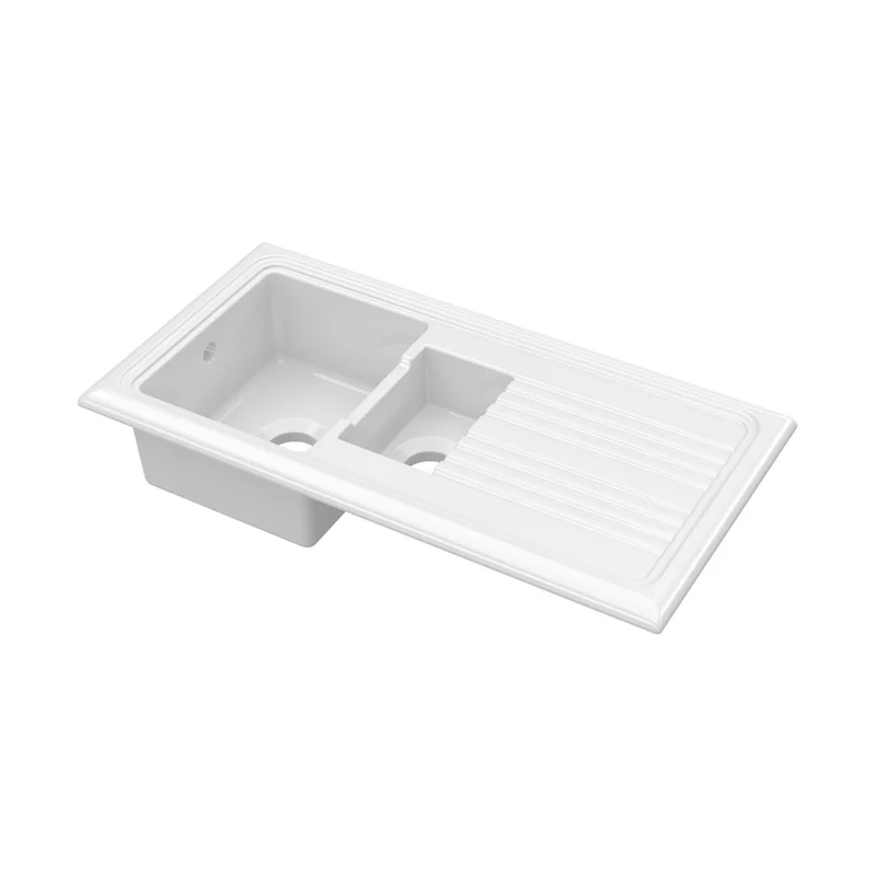 Nuie Counter Top Sink 1.5 Bowl 1010x525 Traditional White Fireclay 235x1010x525mm - CT115T1000
