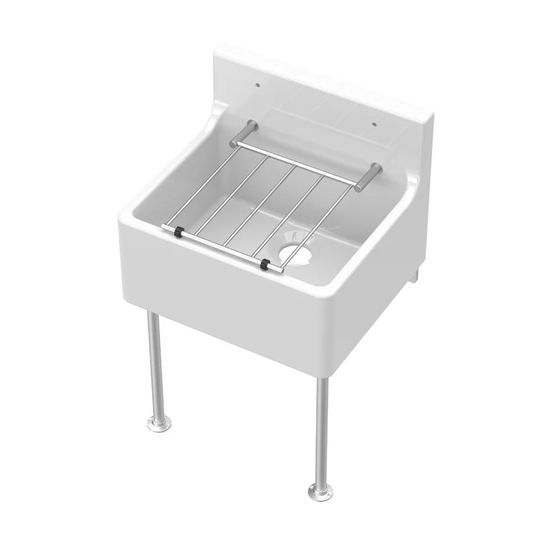 Nuie Cleaner Sink Inc Legs & Bracket 455x362x396 Traditional White Fireclay 362x455x396mm