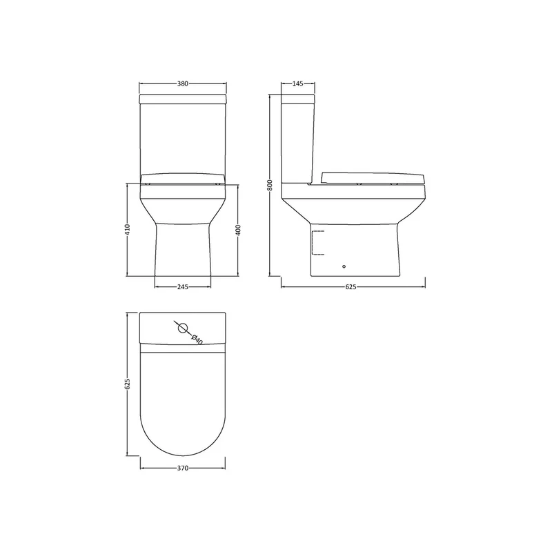 Nuie Harmony Pan & Cistern Contemporary White Vitreous China 800x380x625mm