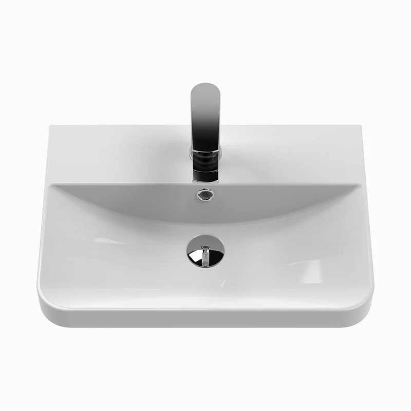 Nuie Core 500mm Floor Standing 2 Door Unit & Basin Contemporary Satin Green MFC Painted Matt 863x505x355mm