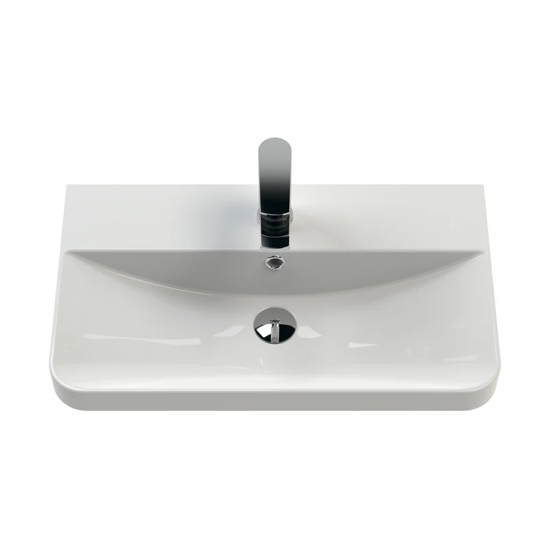 Nuie Core 600mm Wall Hung 2 Door Unit & Basin Contemporary Soft Black MFC Painted Matt 589x605x355mm