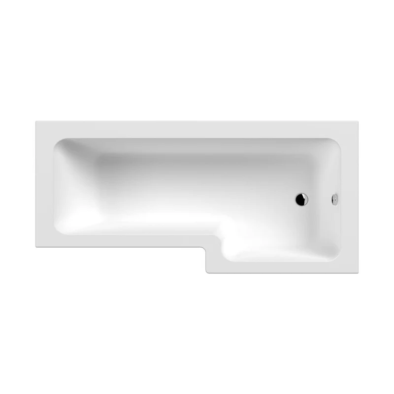 Nuie 1800mm Right Hand Square Shower Bath Contemporary White Acrylic