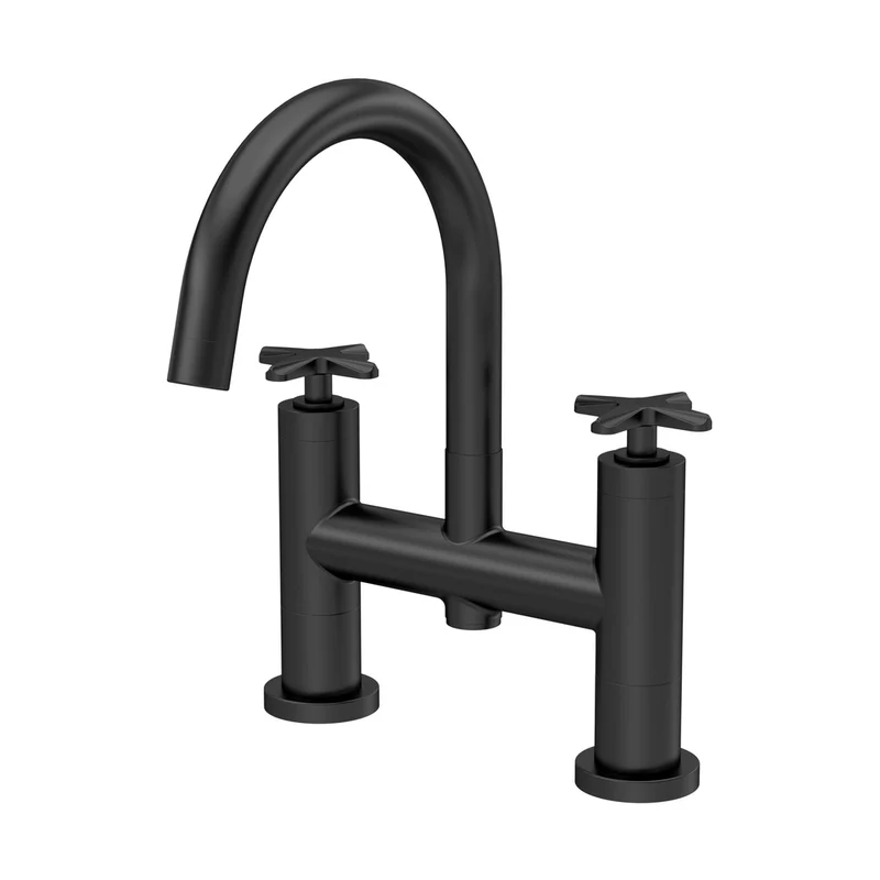 Nuie Aztec Bath Filler Contemporary Matt Black Brass 319x230x50mm