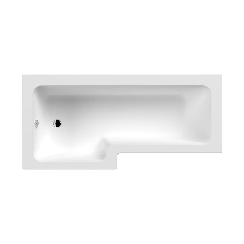 Nuie 1800mm Left Hand Square Shower Bath Contemporary White Acrylic