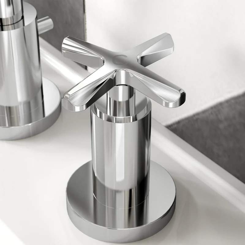Nuie Aztec 3 Tap Hole Basin Mixer Contemporary Chrome Brass 190x130x175mm