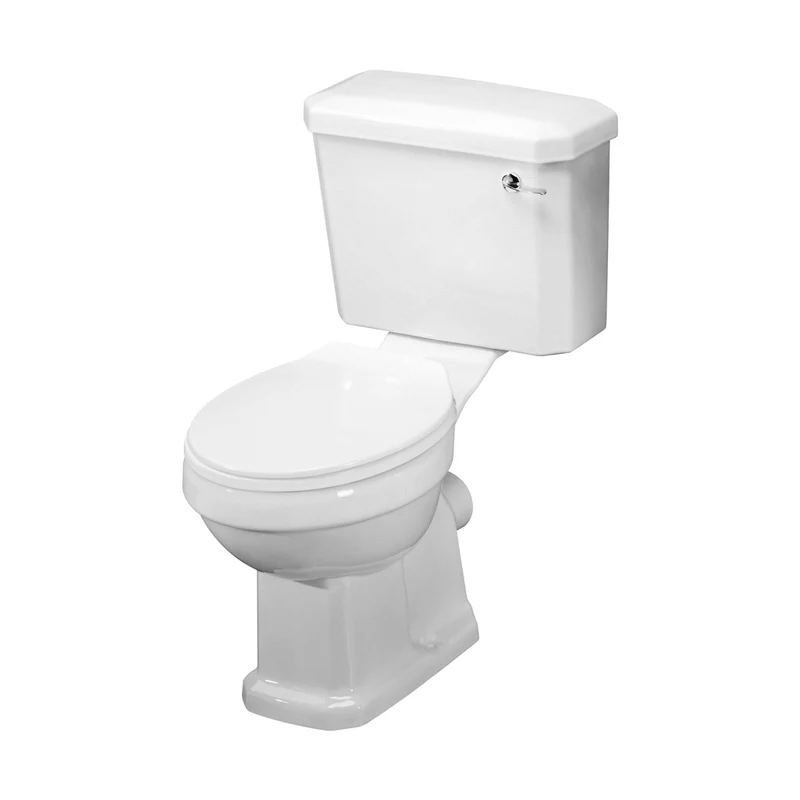 Nuie Carlton Close Coupled Pan Cistern & Seat Traditional White Vitreous China 820x470x690mm