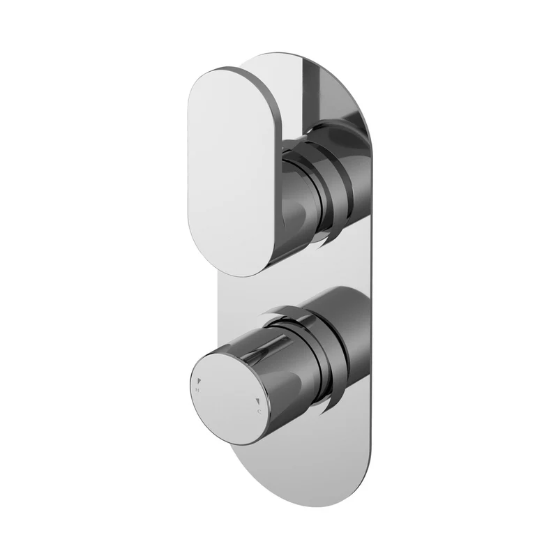 Nuie Binsey Twin Thermostatic Valve With Diverter Contemporary Chrome Brass ABS 215x80x136mm